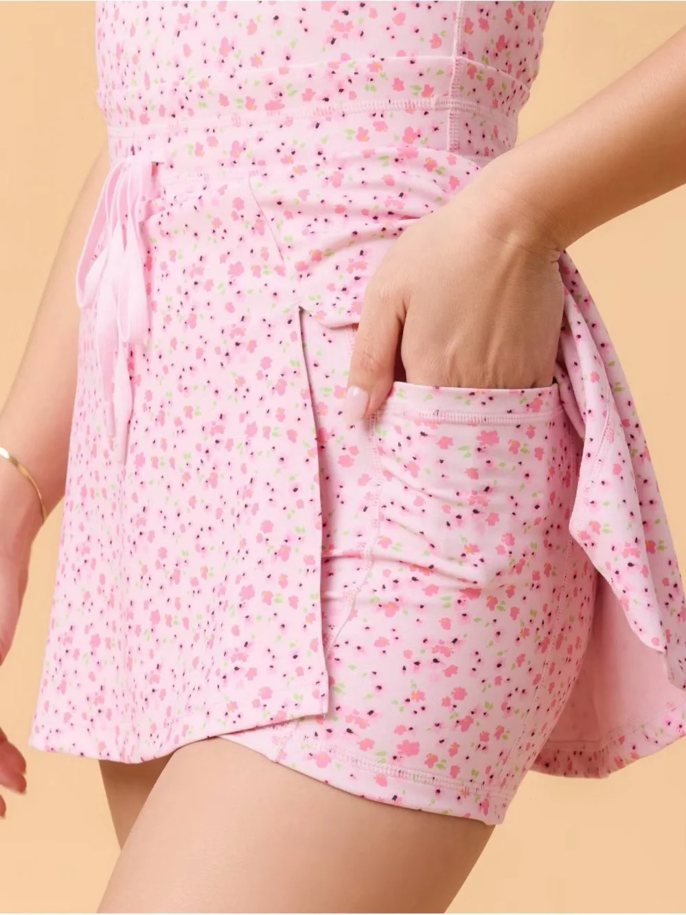 Blogilates Women's Game Set Match Activewear Dress, Pink Floral, NWT